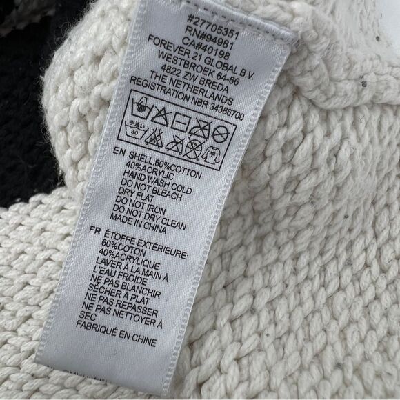 Forever 21 cropped sweater color-block black cream L - Picture 5 of 7